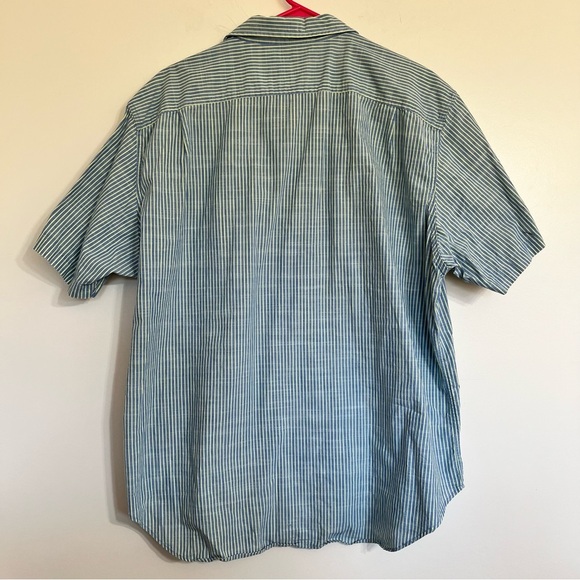 Men’s Nautica Classic Short Sleeve Button Down Shirt Blue Yellow Stripes Size XL - Picture 7 of 9